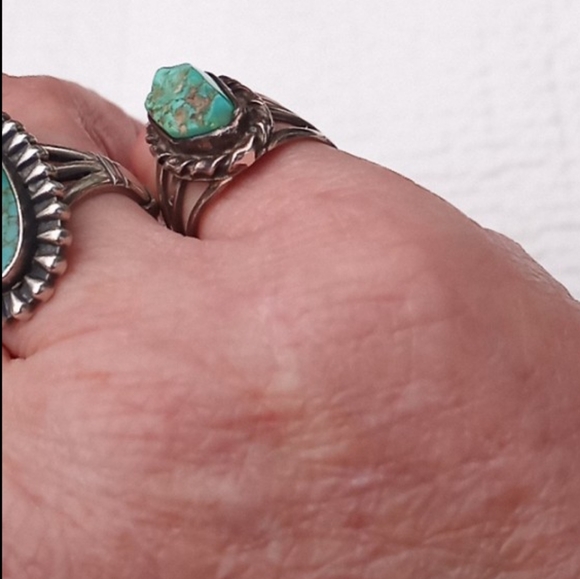 Native American Sterl.Silver Raw Turquoise Ring VINTAGE - Picture 16 of 16